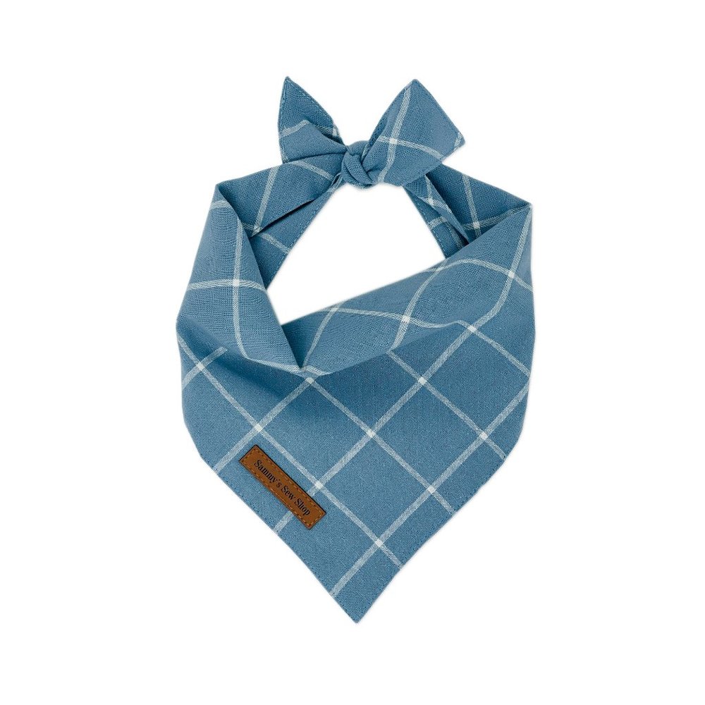 Powder Blue Windowpane Dog Bandana